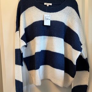 NWT Madewell Rosario Navy and Cream Striped Crewneck Sweater